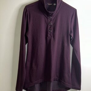 Merrell activewear snap neck top size large long sleeves purple black sweater